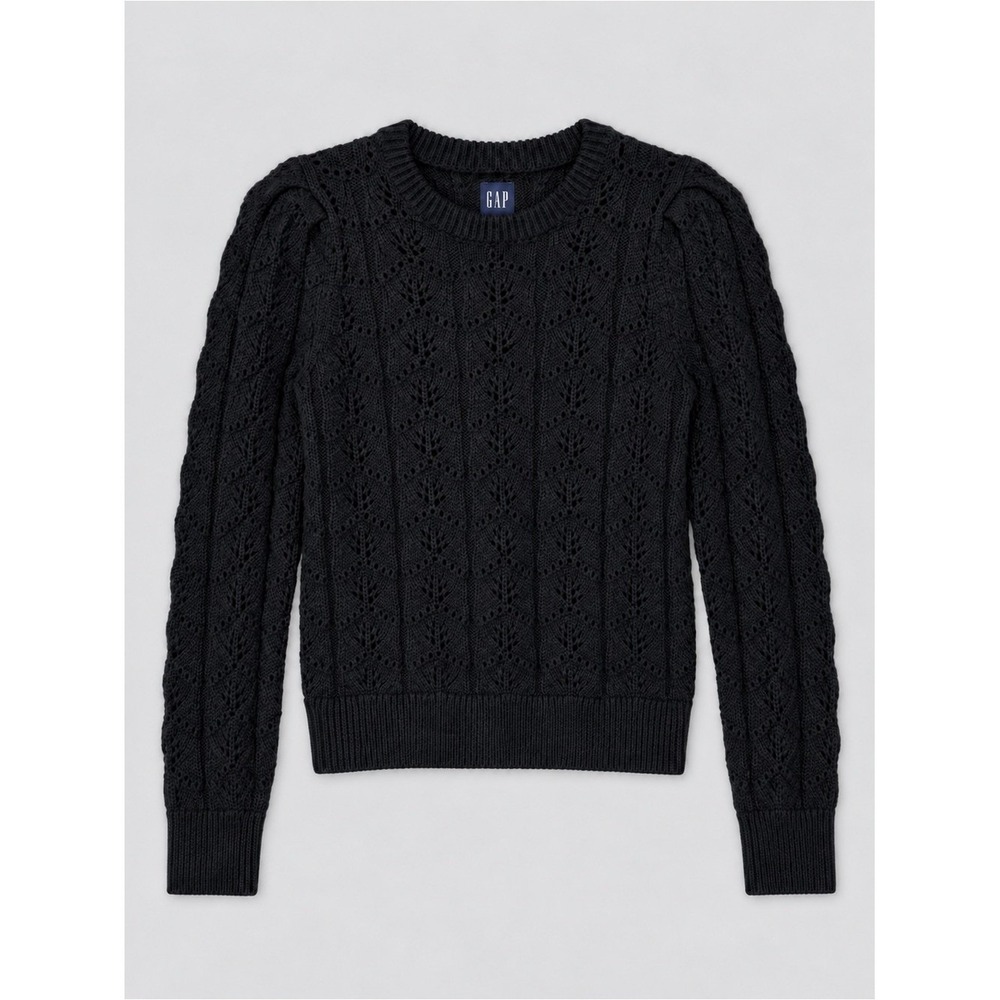 Gap Womens Cable Knit Wool Alpaca Sweater XXS Tennis Preppy Old Money Black New